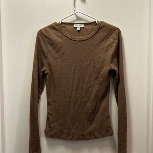 Brandy Melville Chocolate Ribbed Long Sleeve Top